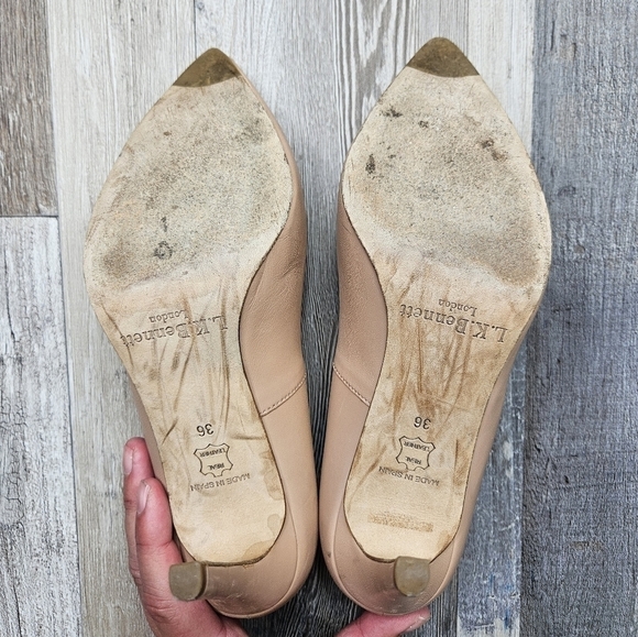 LK Bennett Nude Pumps Floret Leather Pointed Toe Courts - Picture 13 of 14